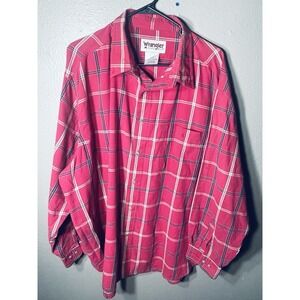 Wrangler Rugged Wear Big & Tall Men 3x Button Down Single Button Pocket Red (D1)